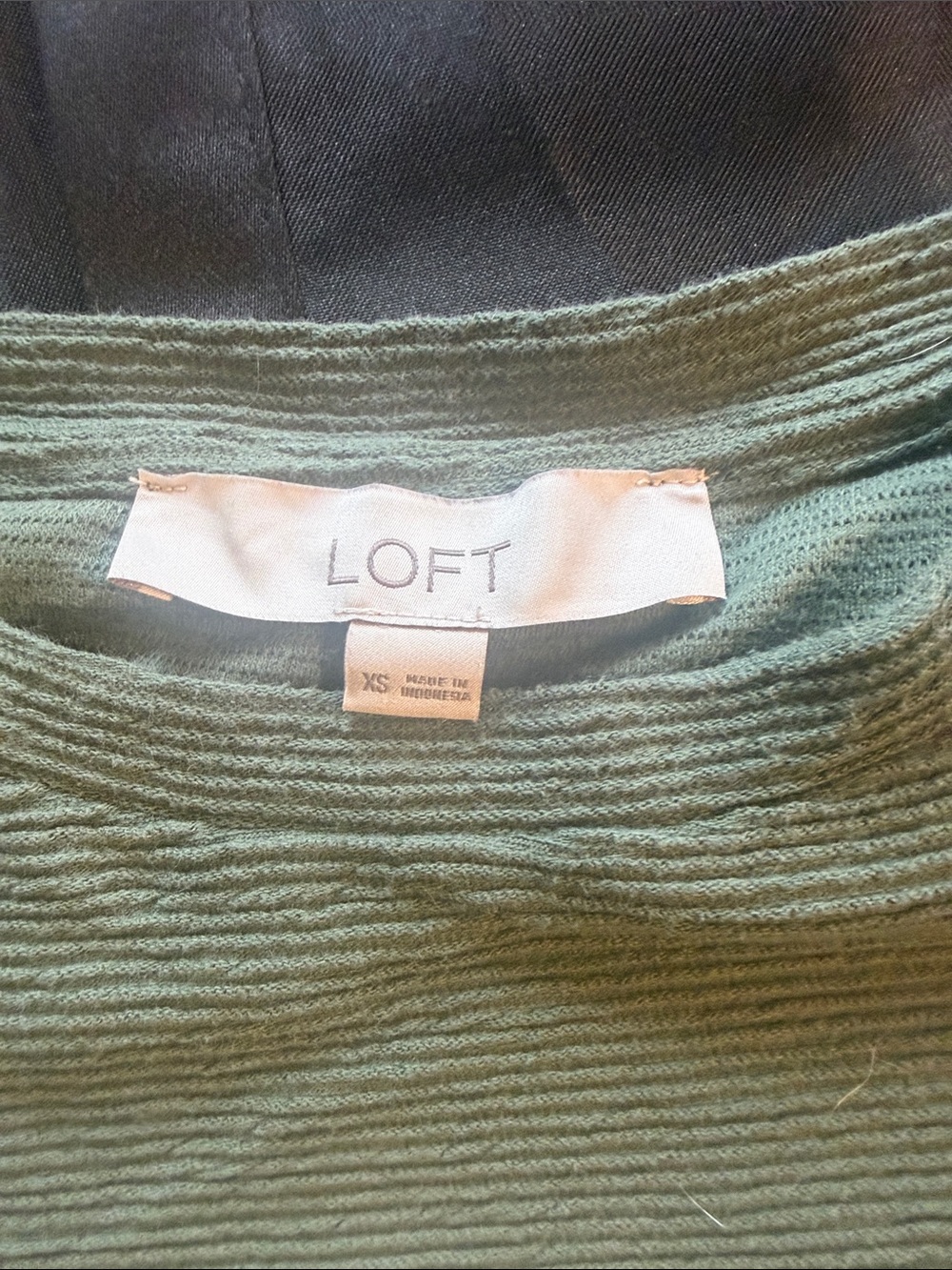 LOFT blouse, olive green, fun back. - Picture 2 of 4